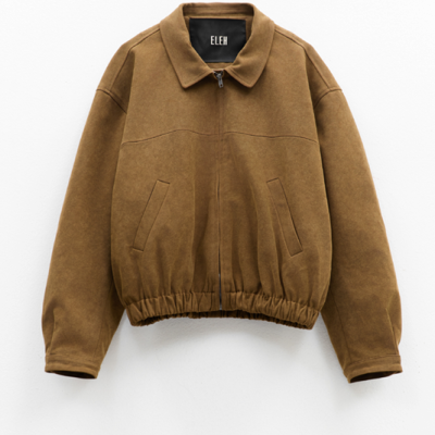 Suede-effect cotton bomber jacket
