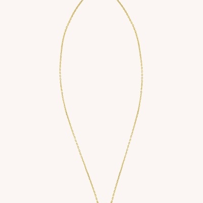 Colar dourado com pendente quadrado e pedra transparente