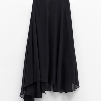 Asymmetric Black Chiffon Skirt