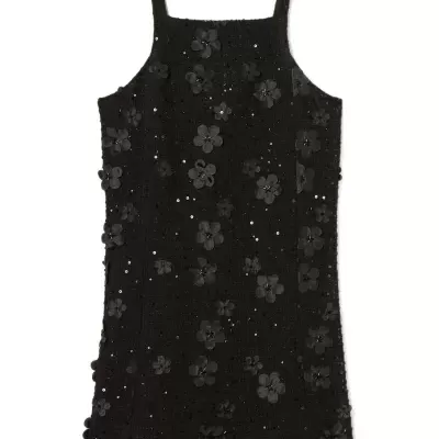 Bouclé short dress with embroidery