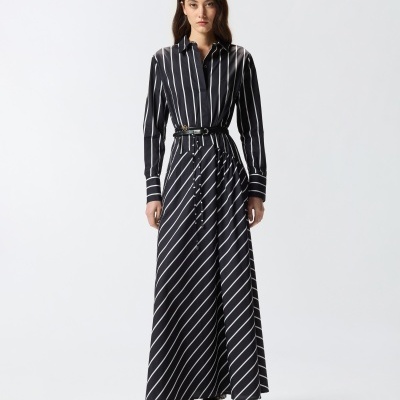 Long striped poplin dress