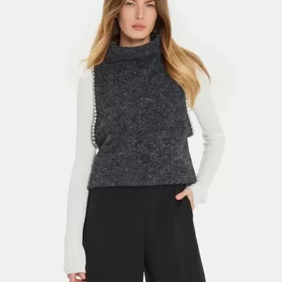 Crystal-trim knit vest