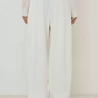 Straight-Leg Trousers with Taffeta Inserts