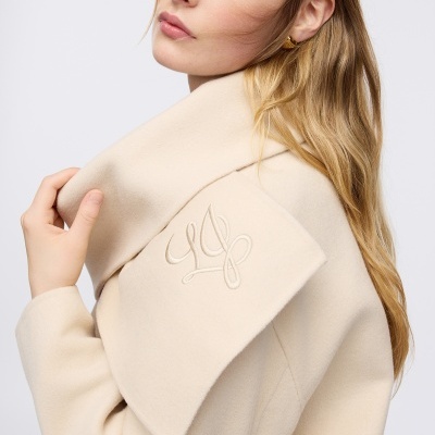 Wool coat with scarf