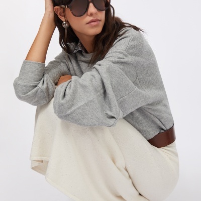 Knit midi skirt with sequins