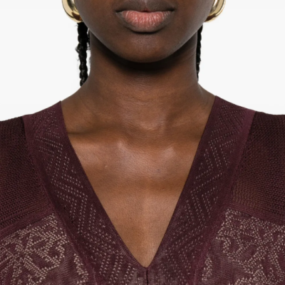 V-neck Jacquard Knit Maxi Dress