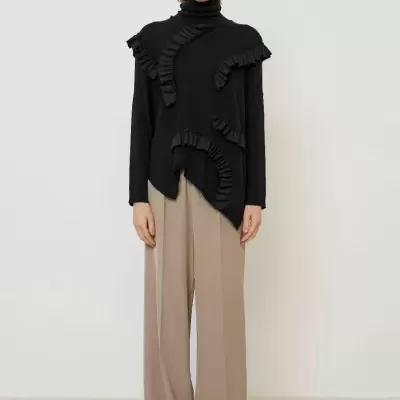 Knitted Sweater with Ruffle Detailing