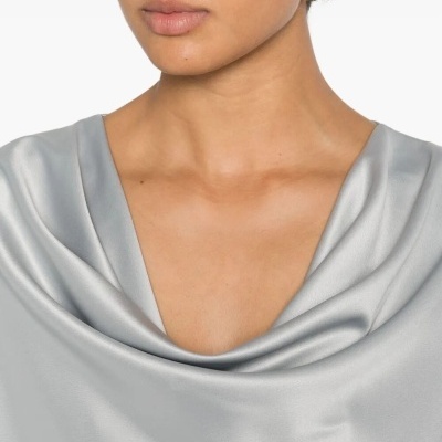 Relaxed-fit satin blouse - Grey