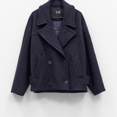 Short navy wool coat