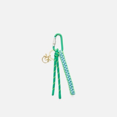 Key ring with scoubidou blue and green