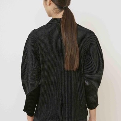 Black Pleated Structured Jacket