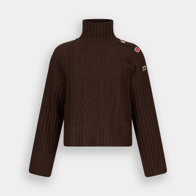 Wool polo-neck with bejewelled buttons