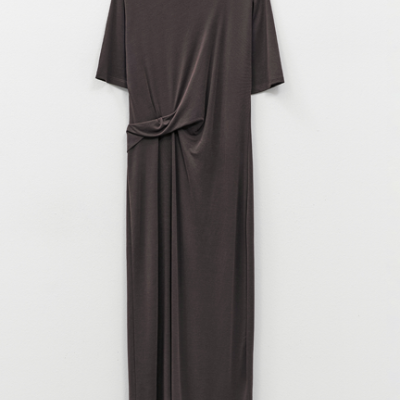 Dark grey knit dress with side knot