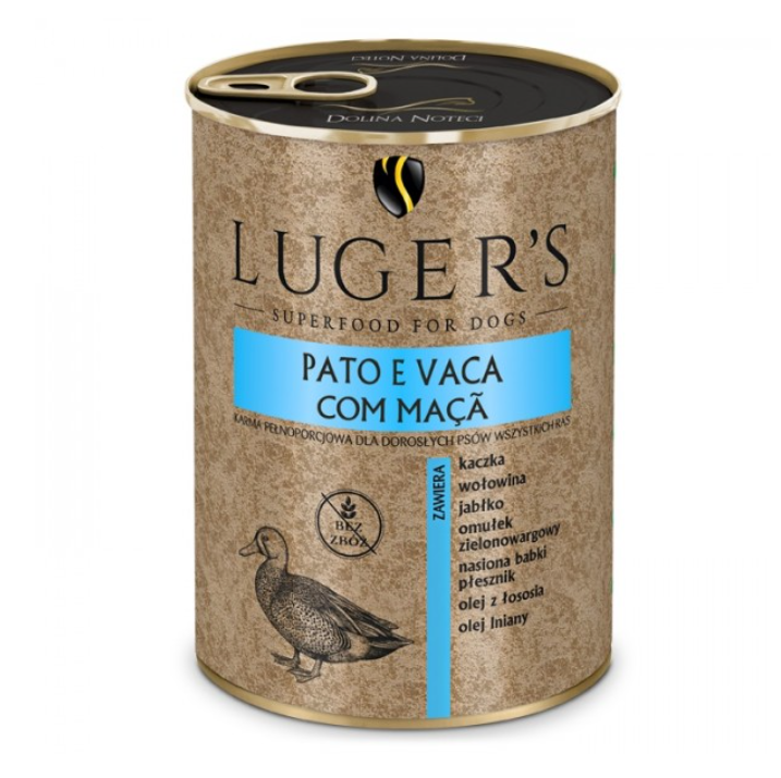 Luger's Húmida Cão - Pato com vaca e maçã - 6 x 400 g Luger's Húmida Cão - Pato com vaca e maçã - 6 x 400 g