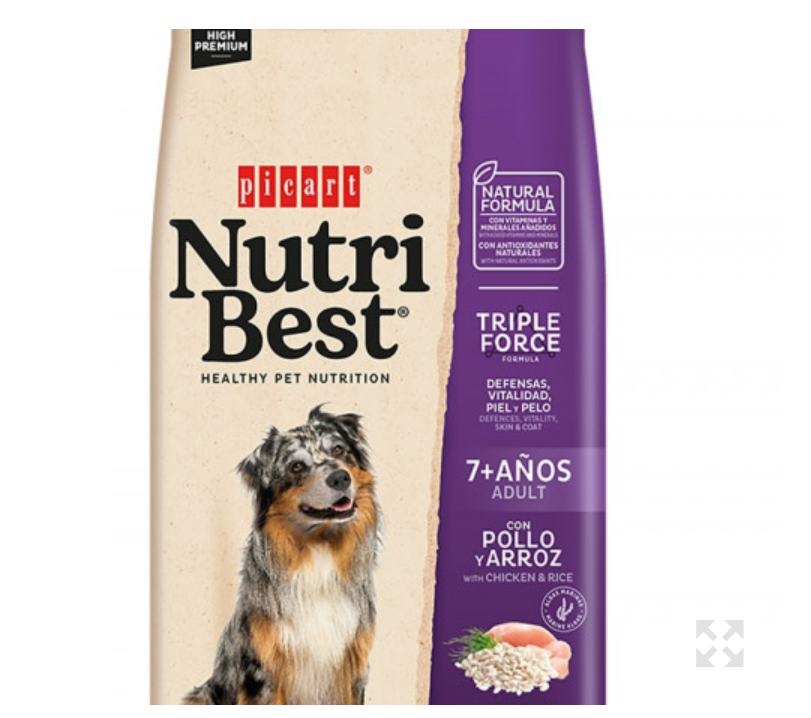 Picart Nutribest Cão Sénior - Frango e Arroz - 3 KG - pack econômico disponível Picart Nutribest Cão Sénior - Frango e Arroz - 3 KG - pack econômico disponível