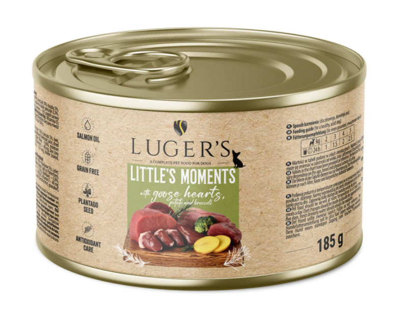 Luger's Little's Moments - Alimento húmido para cão adulto mini - Coração de ganso, batata e brócolos - 6 x 185 g Luger's Little's Moments - Alimento húmido para cão adulto mini - Coração de ganso, batata e brócolos - 6 x 185 g