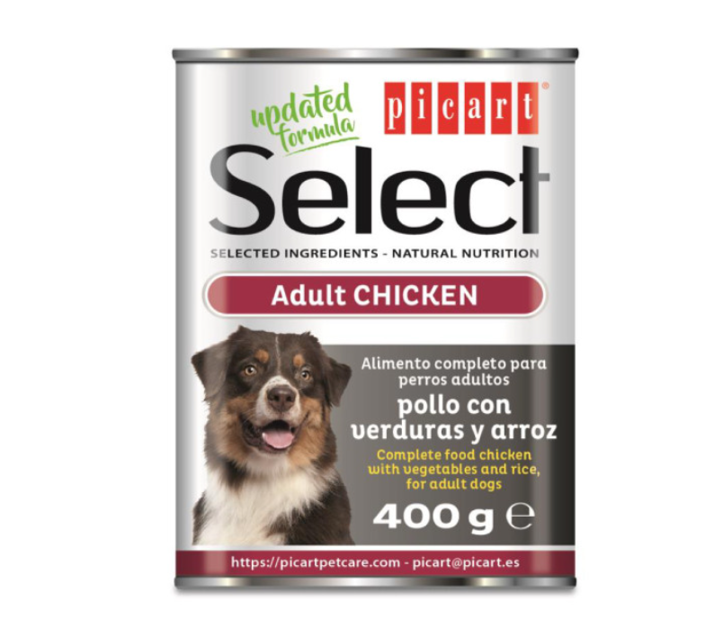 Picart Select Patê Húmido para Cão Adulto - Frango, Verduras e Arroz - pack 12 x 400 g Picart Select Patê Húmido para Cão Adulto - Frango, Verduras e Arroz - pack 12 x 400 g