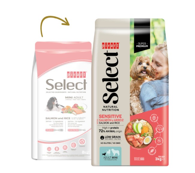 Picart Select Mini Sensitive  Adulto Salmão e Arroz - 3 kg - opção de pack econômico Picart Select Mini Sensitive  Adulto Salmão e Arroz - 3 kg - opção de pack econômico