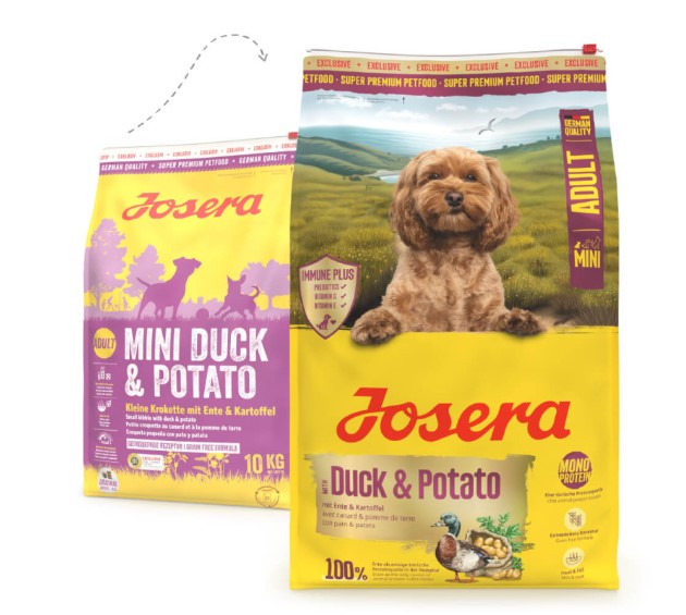 Josera Mini Duck & Potato - Ração Seca Grain Free para Cão Mini - Pato e batata - 10 kg - opção de pack econômico Josera Mini Duck & Potato - Ração Seca Grain Free para Cão Mini - Pato e batata - 10 kg - opção de pack econômico
