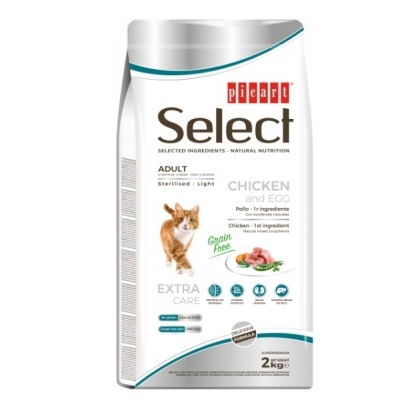 Picart Select Sterilised/Light Grain free Gato adulto - Frango e ovo - 2 kg - opção pack econômico