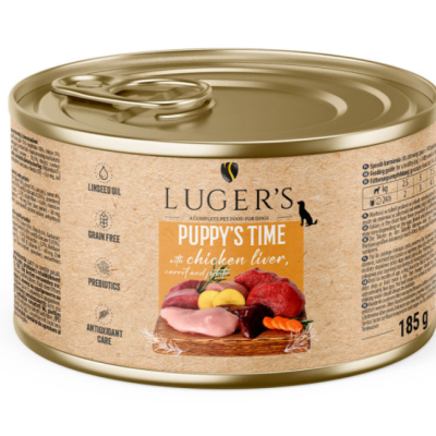 Luger's Puppy's Time - Alimento húmido para cachorro - Fígado de galinha, cenoura e batata  - 6 x 185 g