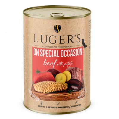Luger's On Special Occasion - Alimento húmido para cão adulto - 100% vaca com batata - 6 x 400 g Luger's On Special Occasion - Alimento húmido para cão adulto - 100% vaca com batata - 6 x 400 g