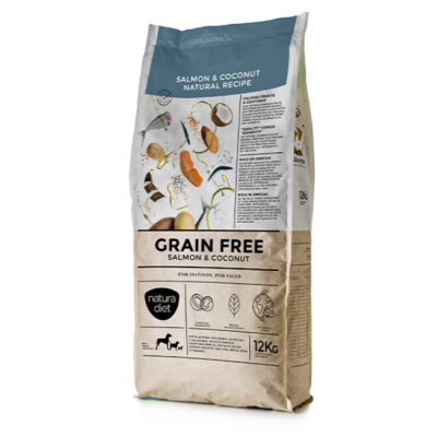 Ração Super Premium NATURA DIET GRAIN FREE ADULT SALMON & COCONUT - 3 kg - opção de packs econômicos Ração Super Premium NATURA DIET GRAIN FREE ADULT SALMON & COCONUT - 3 kg - opção de packs econômicos