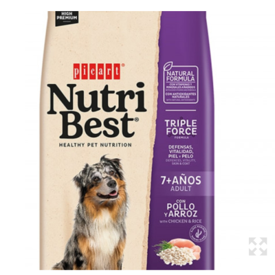 Picart Nutribest Cão Sénior - Frango e Arroz - 3 KG - pack econômico disponível Picart Nutribest Cão Sénior - Frango e Arroz - 3 KG - pack econômico disponível