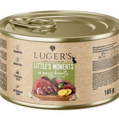 Luger's Little's Moments - Alimento húmido para cão adulto mini - Coração de ganso, batata e brócolos - 6 x 185 g Luger's Little's Moments - Alimento húmido para cão adulto mini - Coração de ganso, batata e brócolos - 6 x 185 g