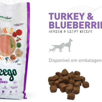 Ração cães Weego - Premium - Peru e Mirtilos - sêniores e excesso de peso - 3 kg - pack econômico disponível