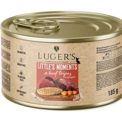 Luger's Little's Moments - Alimento húmido para cão adulto mini - super premium - Tripa de vaca e abóbora - 6 x 185 g