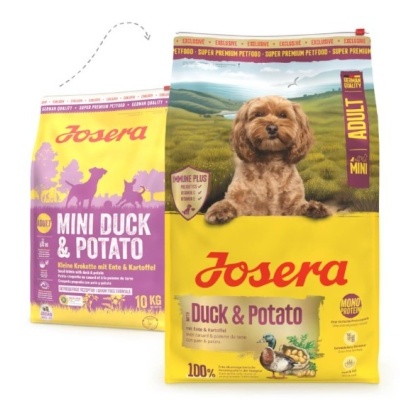 Josera Mini Duck & Potato - Ração Seca Grain Free para Cão Mini - Pato e batata - 10 kg - opção de pack econômico Josera Mini Duck & Potato - Ração Seca Grain Free para Cão Mini - Pato e batata - 10 kg - opção de pack econômico
