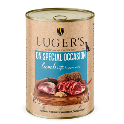 Luger's On Special Occasion - Alimento húmido para cão adulto - 100% Borrego com arroz integral . 6 x 400 g