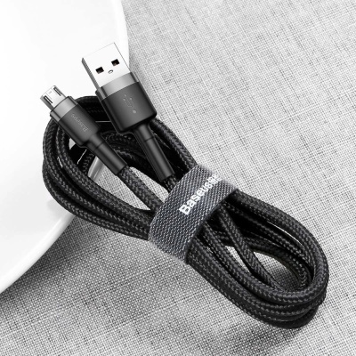 Cabo Baseus USB-A / micro USB 1.5A 2 m - Preto-Cinzento