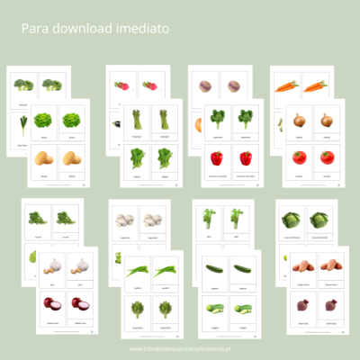 Cartões de 3 partes: Vegetais e Verduras