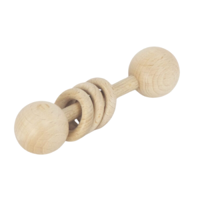 Chocalho de madeira com argolas | enrosca