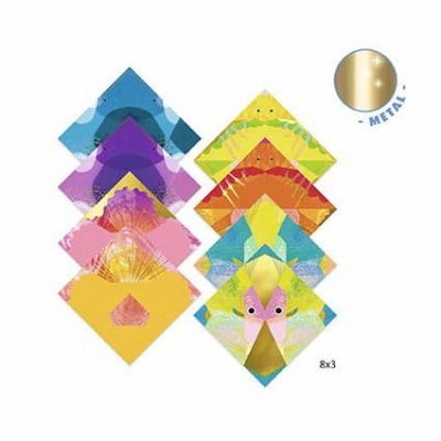 Conjunto de 8 envelopes coloridos com desenhos abstratos e detalhes metálicos.