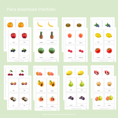 Cartões de 3 partes: Frutas