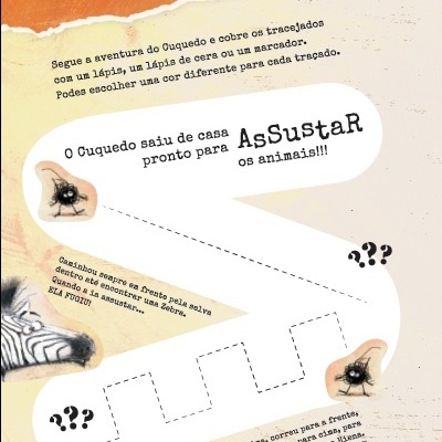 Página de atividade infantil com traçados para ligar e ilustrações em fundo laranja e branco