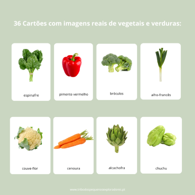 Cartões de 3 partes: Vegetais e Verduras