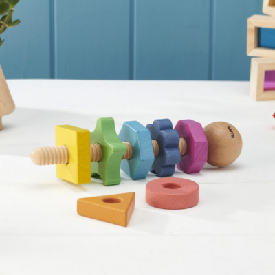 Rainbow Wooden Shape Twister | Tickit