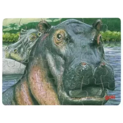 Quebra-cabeças de hipopótamo com peças encaixadas