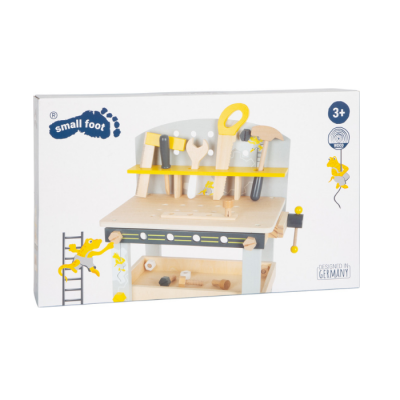 Conjunto de brinquedo de ferramentas de madeira small foot para crianças a partir dos 3 anos