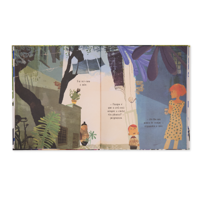 Página aberta de livro infantil com ilustrações e texto em português