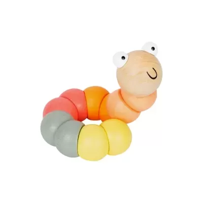 Brinquedo de lagarta em madeira colorida