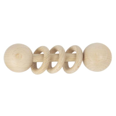 Chocalho de madeira com argolas | enrosca