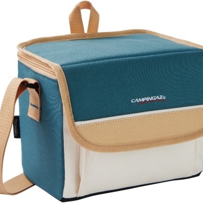 Saco térmico azul e bege da marca CAMPINGAZ com alça ajustável