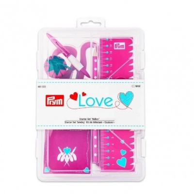 Conjunto de costura Prym Love com fita métrica e alfinetes em embalagem transparente