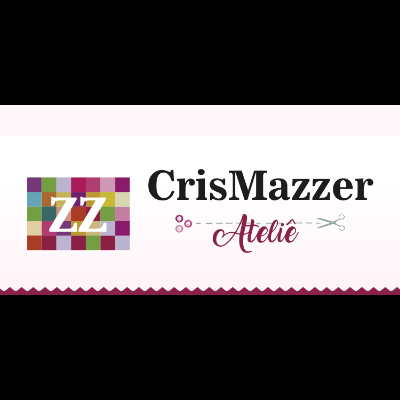 Logotipo da CrisMazzer Ateliê com padrão colorido e letras ZZ