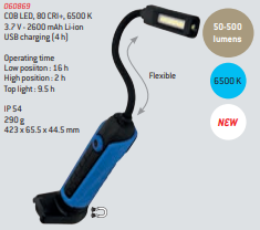 Lâmpada de inspeção flexível 500L